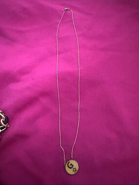 Gold-Tone 'G' Circle Pendant Necklace with Star Accent - Women Jewelry rose gold